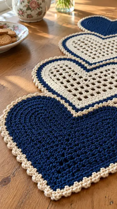 Heart Table Runner Pattern step 2 - assembly progress