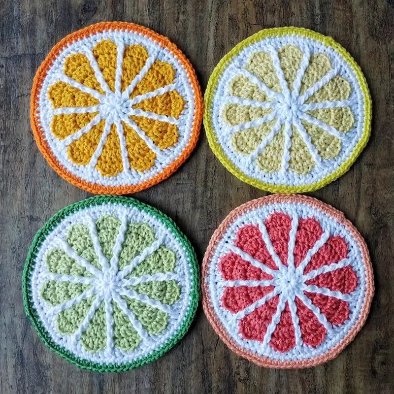 Free Intermediate crochet pattern: Citrus Slice Coasters Pattern - Easy to follow tutorial