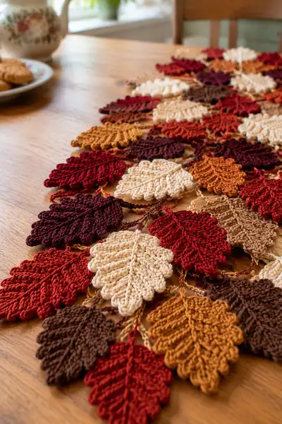Autumn Leaves Table Runner Pattern step 2 - assembly progress