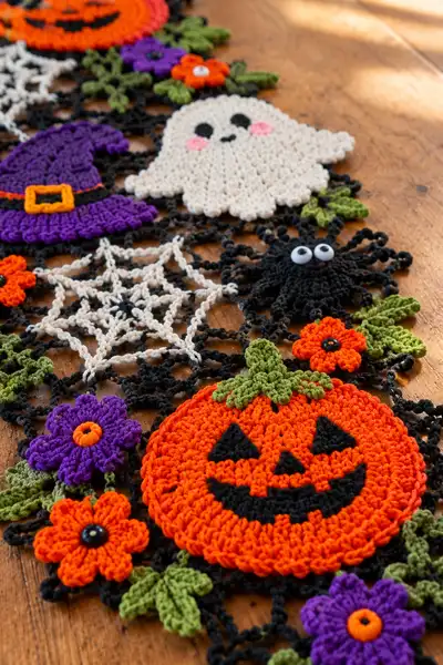 Spooky Seasonal Table Runner Pattern — main step 2 - assembly progress
