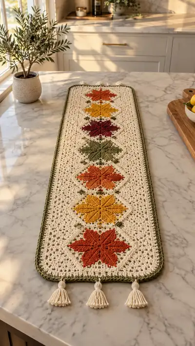 Autumn Leaves Table Runner Pattern step 1 - construction progress