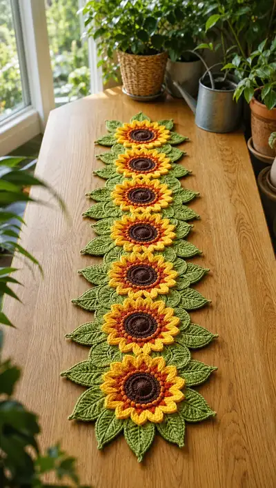Sunflower Table Runner Pattern step 1 - construction progress