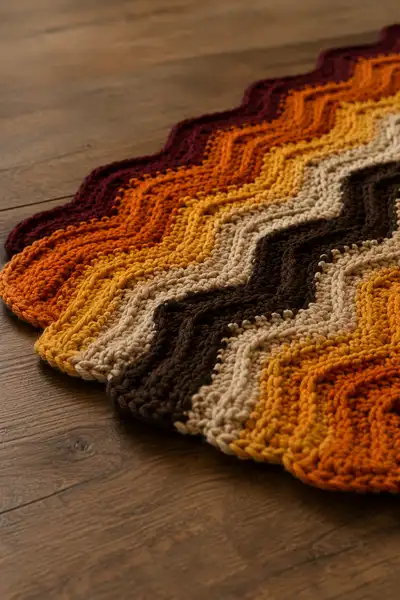 Autumn Sunset Ripple Table Runner Pattern step 2 - assembly progress