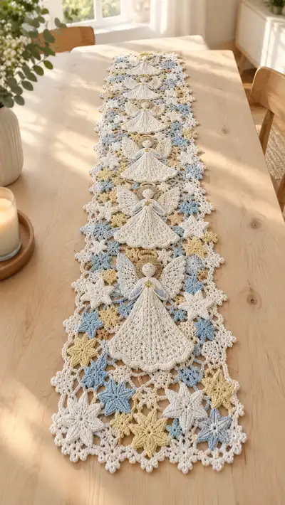 Lace Angel Table Runner Pattern step 1 - construction progress
