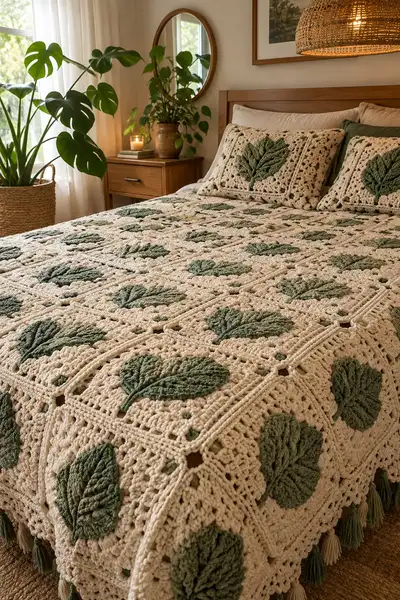 Natural Serenity Bedspread Pattern step 2 - assembly progress