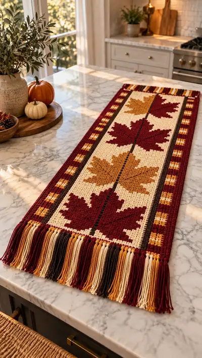 Autumn Leaf Table Runner Pattern step 1 - construction progress