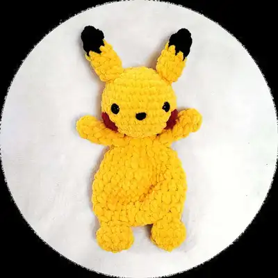 Pika the Electric Mouse Amigurumi Pattern step 1 - construction progress