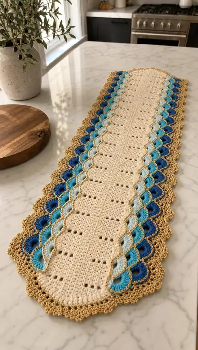 Elegant Seashell Table Runner Pattern step 1 - construction progress