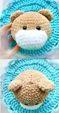 Teddy Bear Amigurumi Pattern step 2 - assembly progress