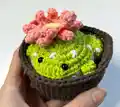 Cactus frog with removeable pot Amigurumi Pattern step 1 - construction progress