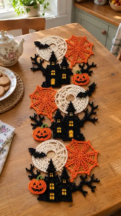 Halloween Table Runner Motif Set Pattern step 1 - construction progress