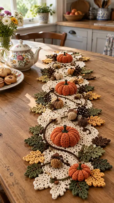 Autumn Harvest Table Runner Pattern step 1 - construction progress