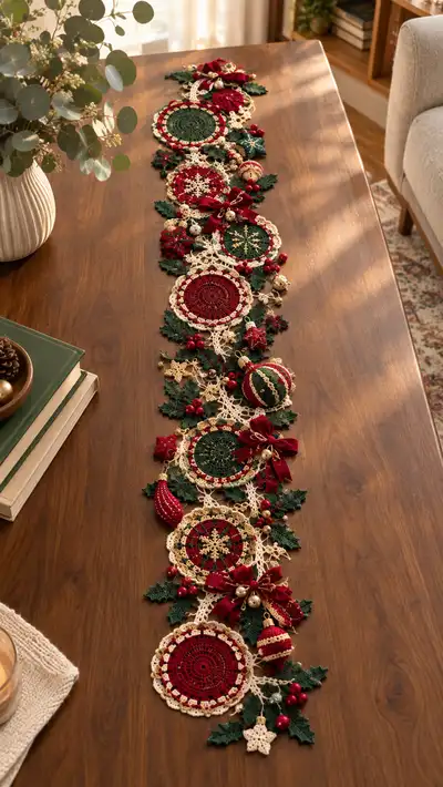 Festive Holiday Table Runner Pattern step 1 - construction progress