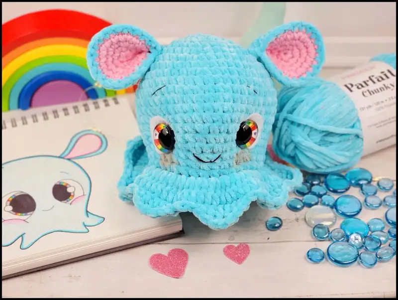 Free Intermediate crochet pattern: Blue the Dumbo Octopus Amigurumi Pattern - Easy to follow tutorial