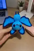 Tiny Blue Bat Amigurumi Pattern step 1 - construction progress