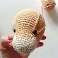 Alan the Lion Amigurumi Pattern step 2 - assembly progress