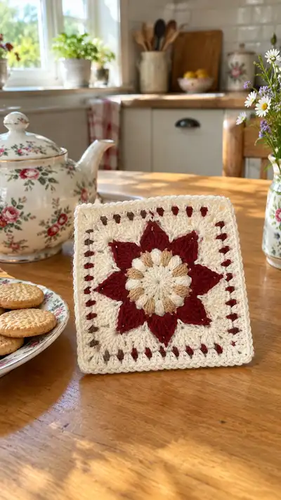 Starburst Granny Square Pattern step 1 - construction progress