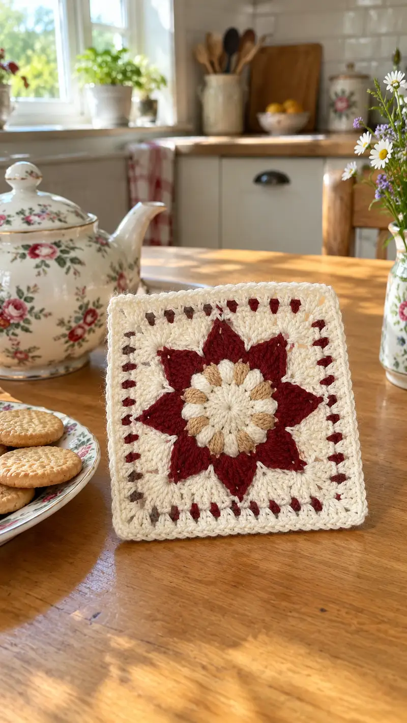 Starburst Granny Square Pattern crochet pattern - detailed view of completed project