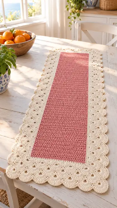 Vintage Scallop Table Runner Pattern step 1 - construction progress