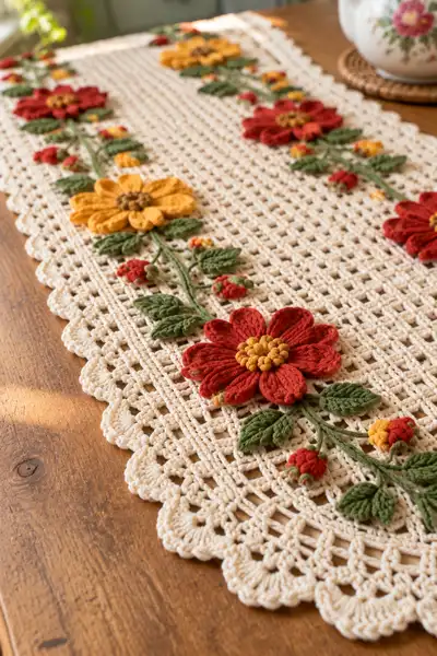 Vintage Floral Table Runner Pattern step 2 - assembly progress