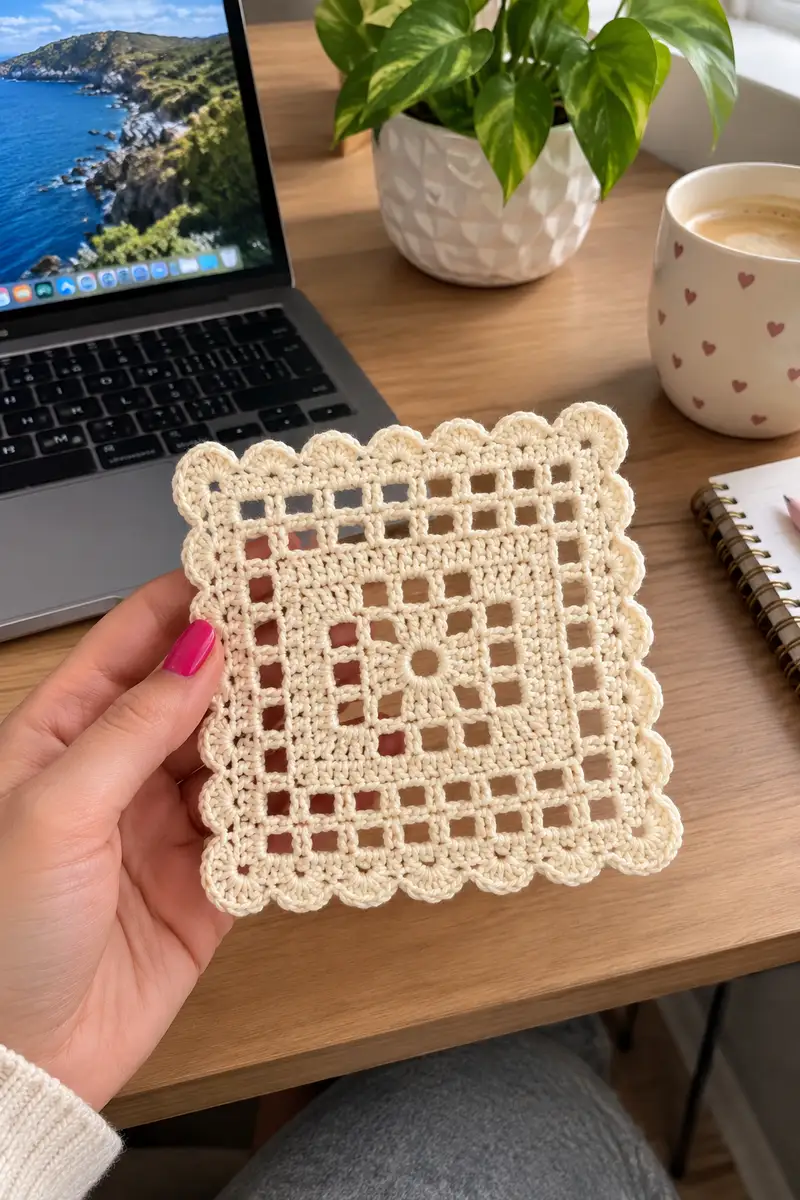 Heirloom Cream Bedspread Pattern crochet pattern - detailed view of completed project