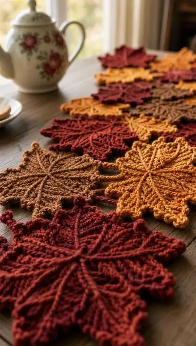 Autumn Maple Leaf Runner Pattern step 2 - assembly progress