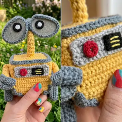 Wall.E Amigurumi Pattern step 2 - assembly progress