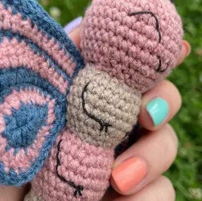 Ava the Butterfly Amigurumi Pattern step 2 - assembly progress