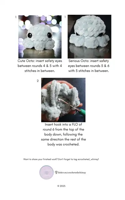 Mini Chubby Baby Octopus Amigurumi Pattern step 2 - assembly progress
