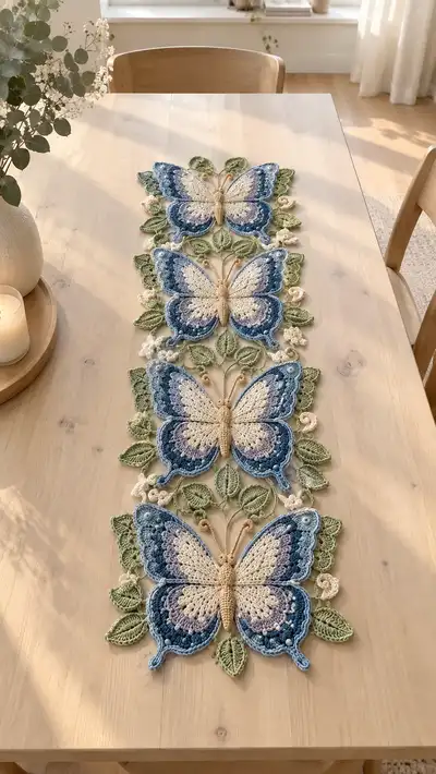 Elegant Butterfly Table Runner Pattern step 1 - construction progress