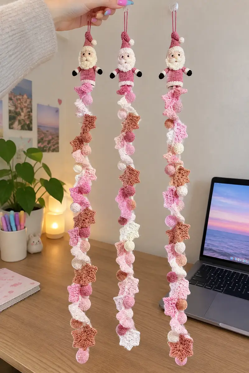 Christmas Spiral Garland Pattern crochet pattern - detailed view of completed project