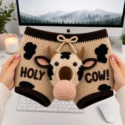 Holy Cow Funny Comfort Men Crochet Underwear Pattern step 1 - construction progress