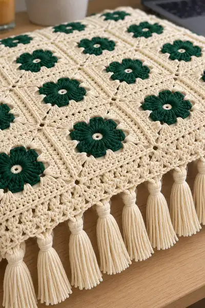 Botanical Bloom Bedspread Pattern step 3 - details and accessories