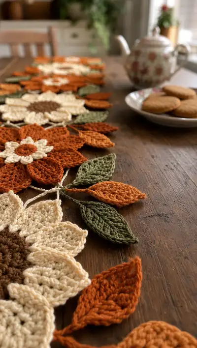 Autumn Sunflower Table Runner Pattern step 2 - assembly progress