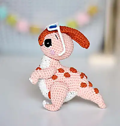 Parasaurolophus Ginny Amigurumi Pattern step 2 - assembly progress