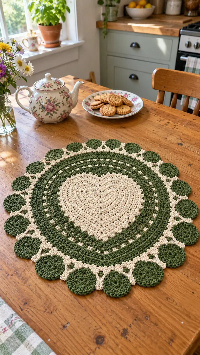 Heart Lace Centerpiece Pattern crochet pattern - detailed view of completed project