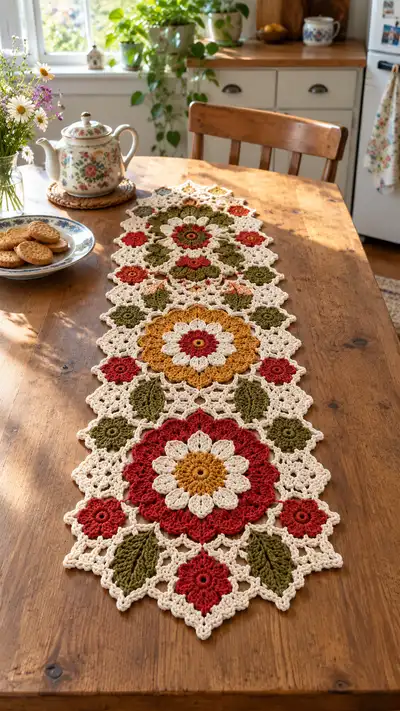 Vintage Floral Table Runner Pattern step 1 - construction progress
