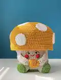 Tofi the Mushroom Amigurumi Pattern step 1 - construction progress