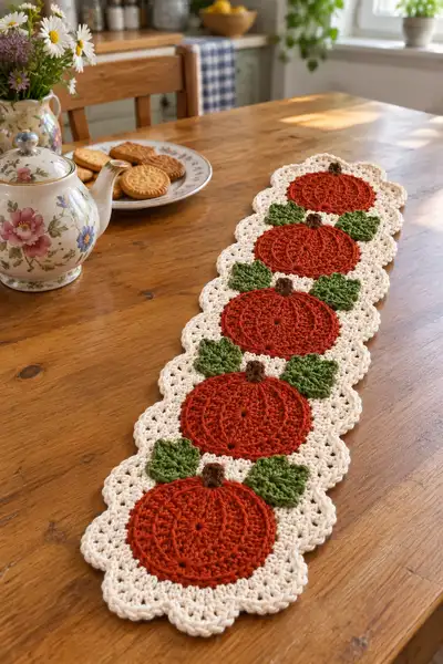 Pumpkin Patch Table Runner Pattern step 1 - construction progress