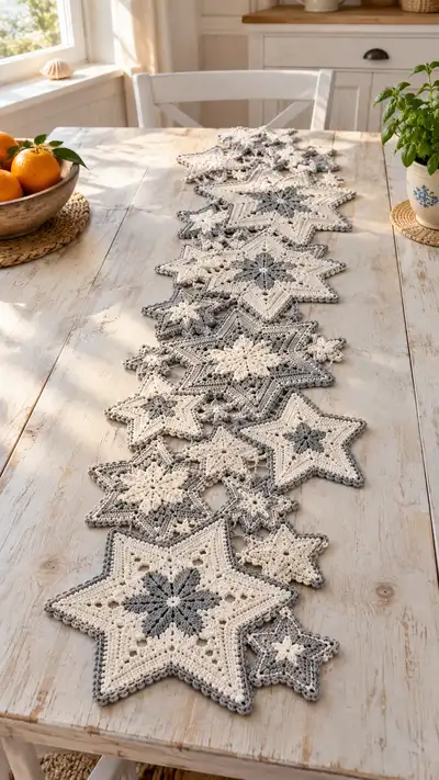 Scandinavian Star Table Runner Pattern step 1 - construction progress