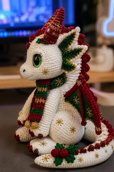 Lovely Christmas Cute Dragon Amigurumi Pattern step 2 - assembly progress