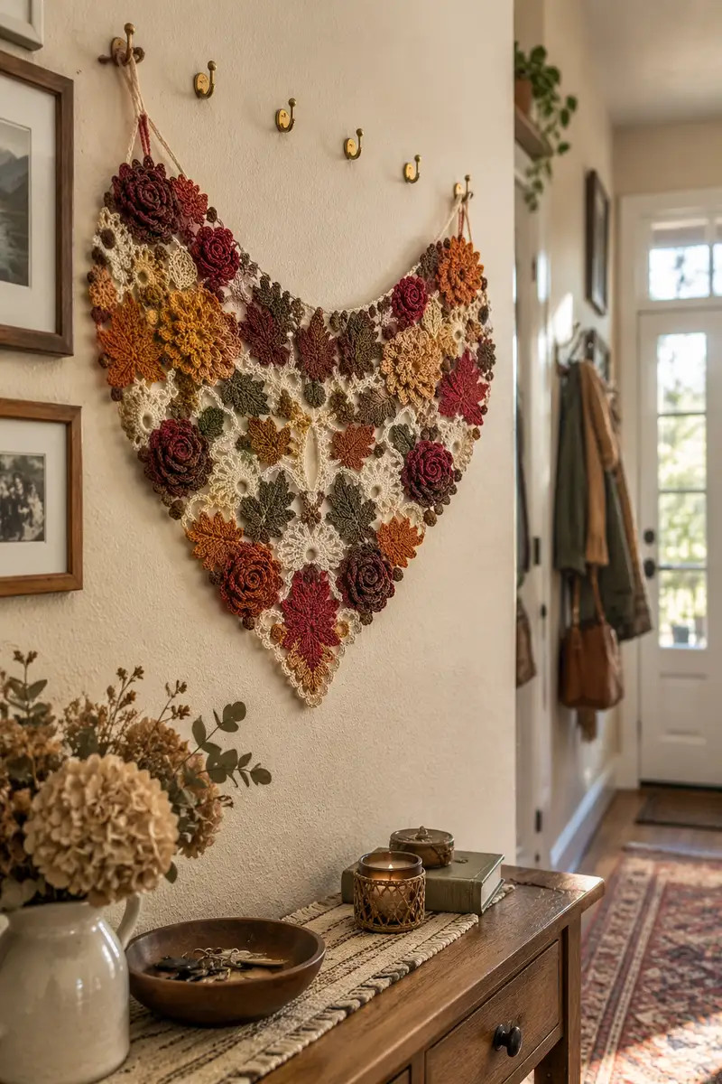 Autumn Blossom Heart Crochet Runner Pattern crochet pattern - detailed view of completed project