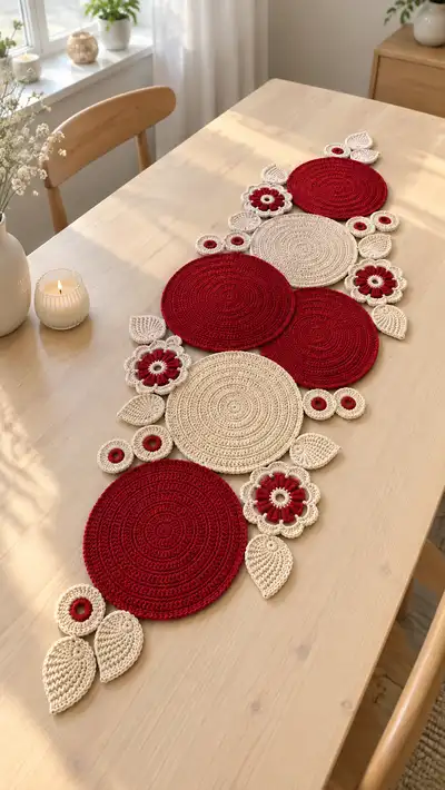 Roses Table Runner Pattern step 1 - construction progress