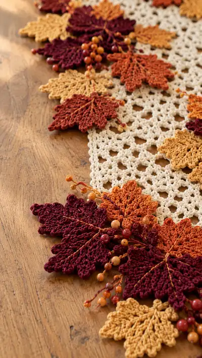 Autumn Maple Leaf Table Runner Pattern step 2 - assembly progress