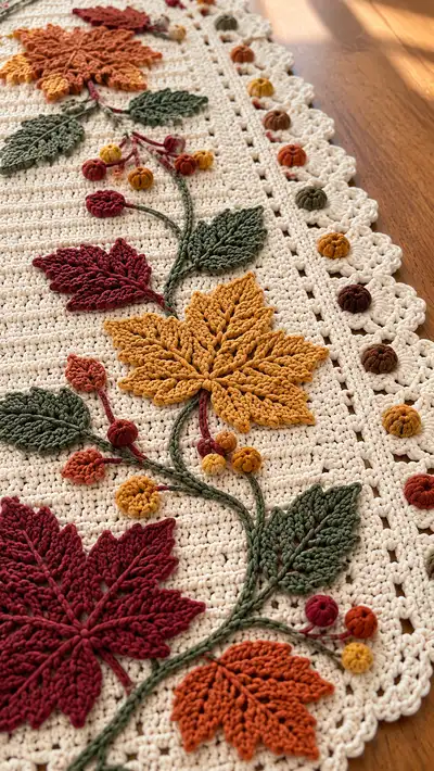 Autumn Leaf Table Runner Pattern step 2 - assembly progress