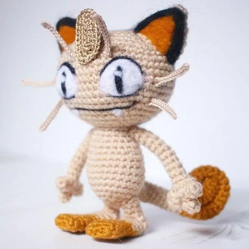 Free crochet pattern: Meowth Amigurumi Pattern - Intermediate level tutorial