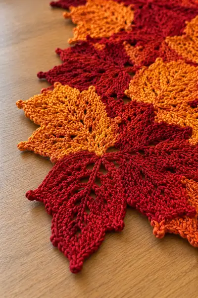 Autumn Leaves Table Runner Pattern step 2 - assembly progress