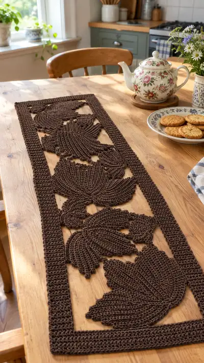 Botanical Leaf Table Runner Pattern step 1 - construction progress