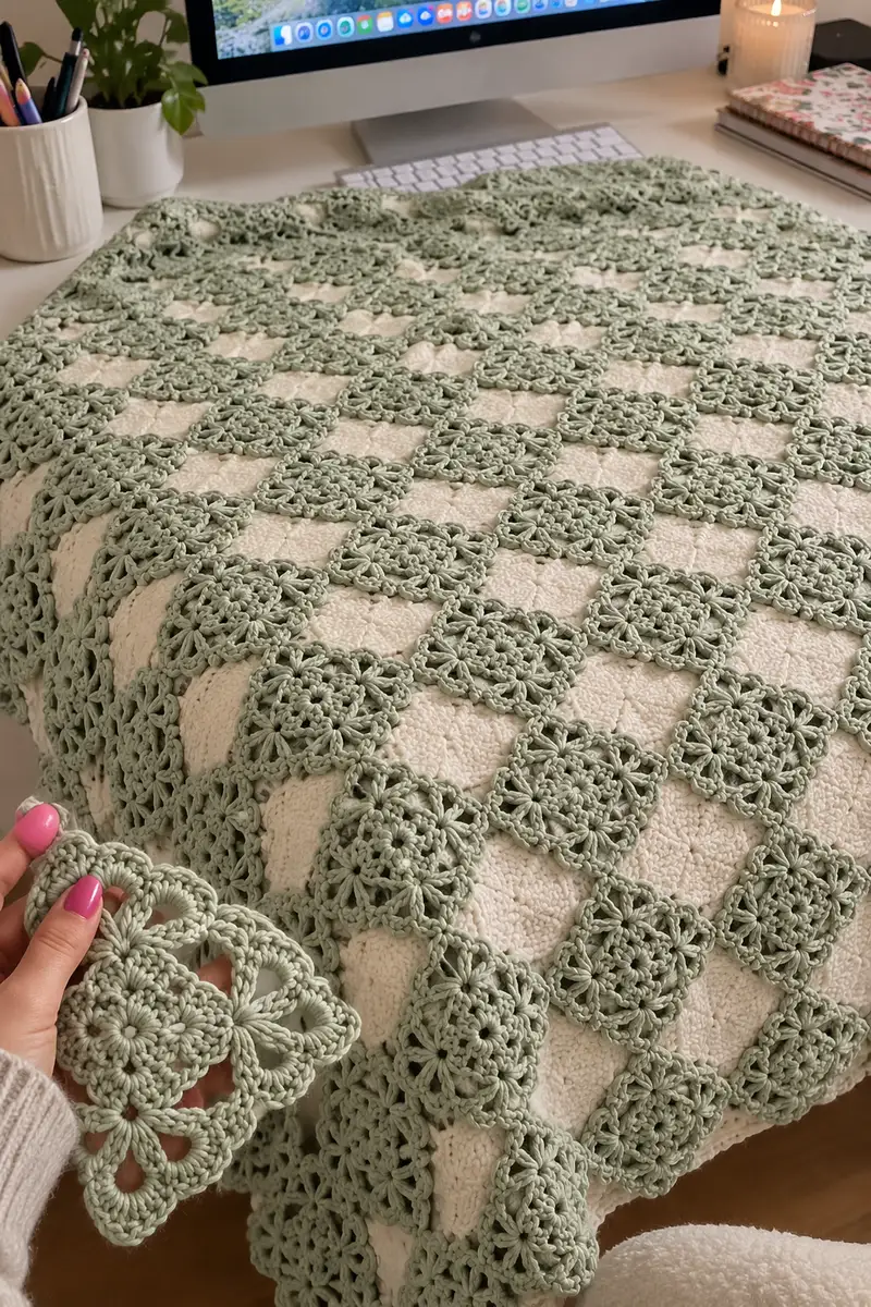 Sage Leaf Crochet Bedspread Pattern crochet pattern - detailed view of completed project
