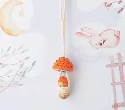 ELENDAN mushroom with mouse Amigurumi Pattern step 1 - construction progress